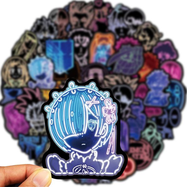 

50pcs anime neon sticker decoration luggage compartment notebook car waterproof sticker children's gift