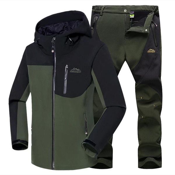 Uomo Giacca da escursionismo all'aperto Set Impermeabile antivento Softshell Giacca a vento in pile Coald Caccia Abbigliamento Militare Giacche militari + Pantaloni da uomo