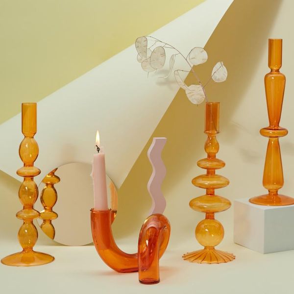 

candle holders creative table lamp shaped glass candlestick tealight holder crystal for wedding party home bar office decor