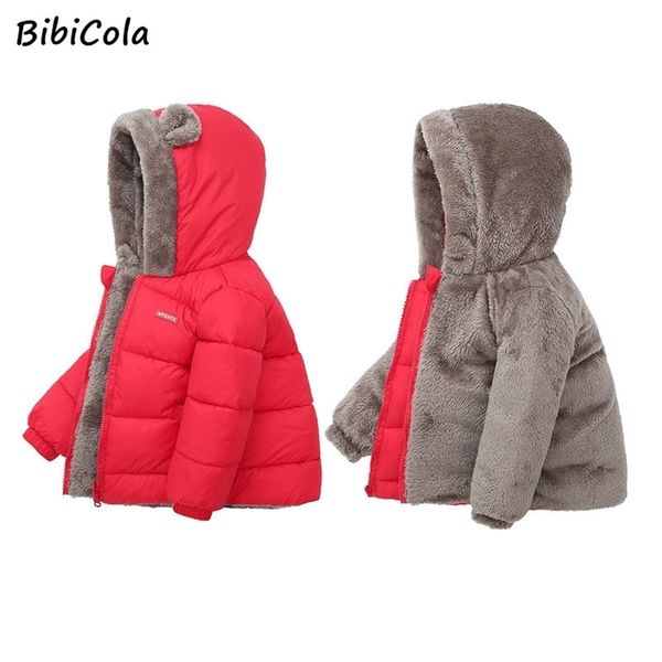 

children outerwear winter kids jackets for baby boys thick coats girls warm hooded velvet jacket 2-6 years toddler girl snowsuit 211203, Blue;gray