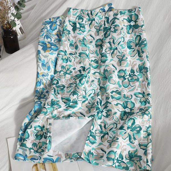 

skirts printed one-step skirt after the open cross korean version of summer high-waisted hip woman, Black