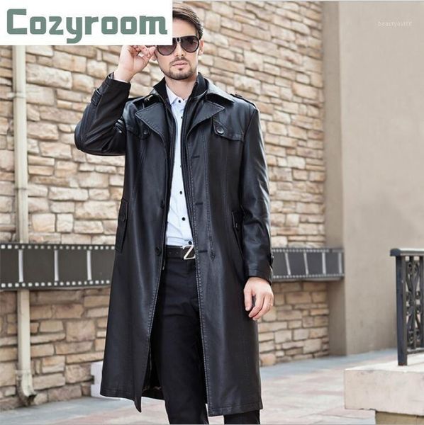 

winter men long double collar detachable leather jacket mens sheepskin overcoat male windbreaker fashion trench coat men's coats, Tan;black