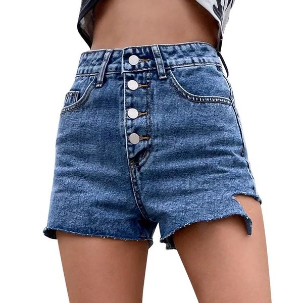 

women's jeans fashion shorts mid-waist straight cut trousers casual loose solid color pants femme taille haute 2021, Blue