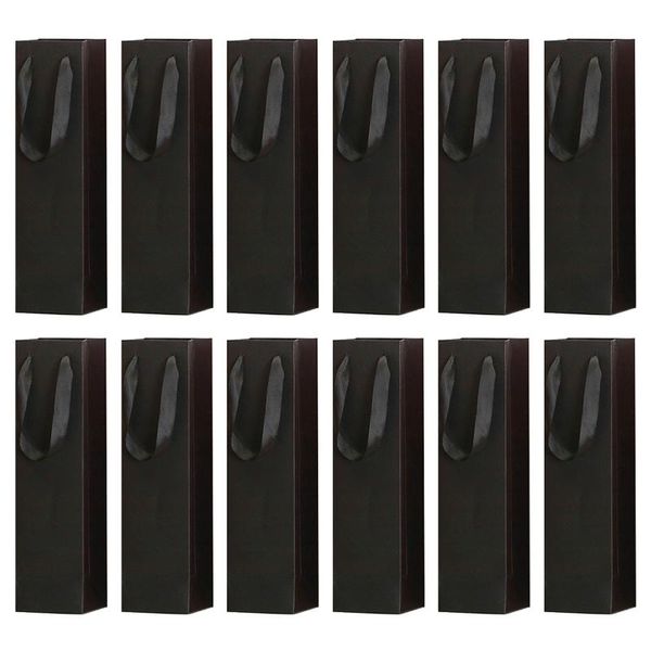 

gift wrap 12pcs with handle sturdy paperboard wedding wine bag christmas single bottle durable solid party reusable storage holder