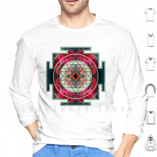 

sri yantra hoodies long sleeve mandala sacred geometry meditation spiritual circle chakra hinduism buddhism men's & sweatshirts, Black