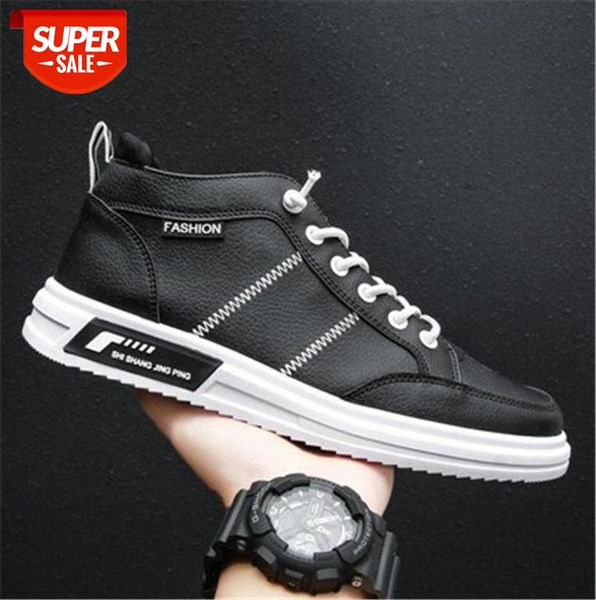 

flat-heel mid-white shoes men's korean casual sneakers mid-mouth #qz9s