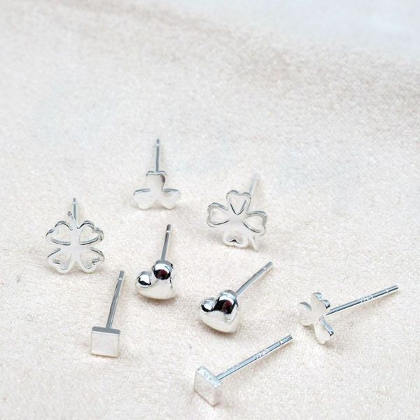 

sterling clover earrings simple stick small raised love