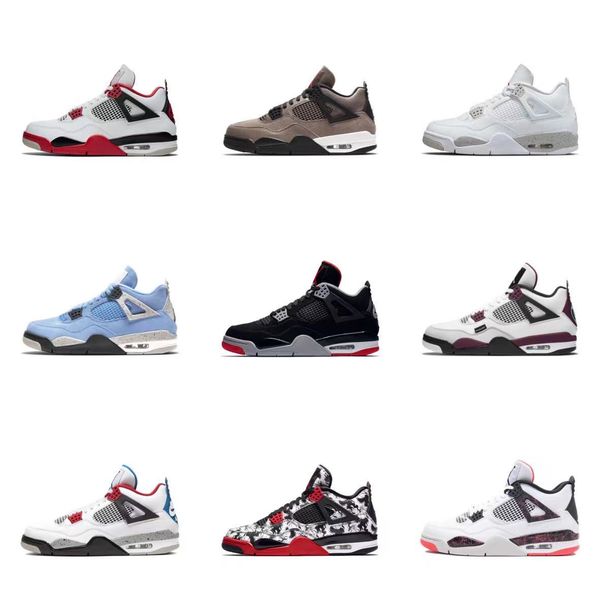 

2021 release authentic 4 white oreo tech grey black fire red shoes men outdoor sports sneakers ct8527-100 with original box us7-13