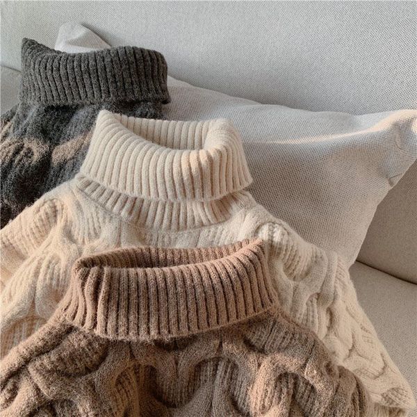 

pullover baby knitted casual sweater 2021 winter toddler kids turtleneck sweaters boys girls solid thick warm, Blue