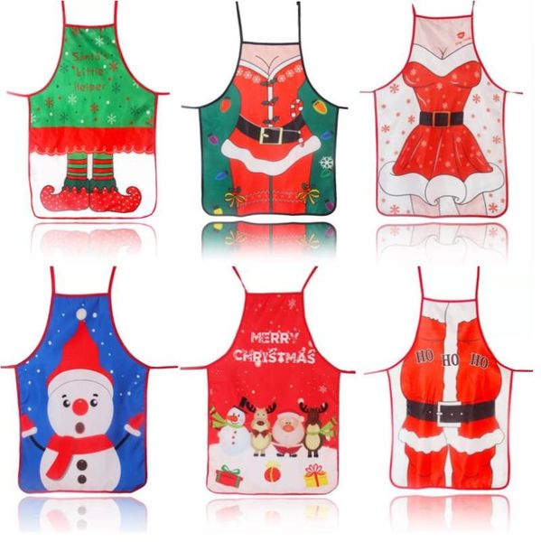 

aprons christmas apron cartoon waistband polyester fabric color printing old man snowman elk atmosphere skirt