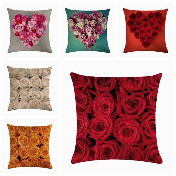 

european style 3d love heart roses cushion cover luxury pillows case wedding party home decoration sofa car waist pillow cover