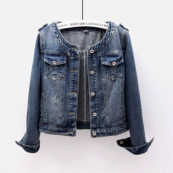 

women's jackets 6xl plus size outerwear slim short jeans jacket women boyfriend vintage blue basic o neck long sleeve denim coat female, Black;brown