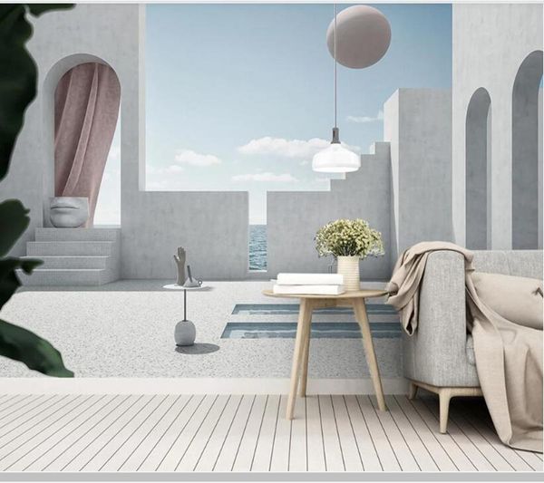

wallpapers papel de parede 3d solid geometric sphere modern architectural space wallpaper mural,living room bedroom wall papers home decor