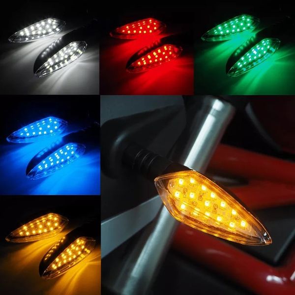 1 par Universal à prova d 'água motocicleta frontal targa traseira sinal iluminação 3.8 polegadas 15w 1200lm branco amarelo vermelho verde verde opcional