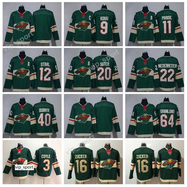 

minnesota wild 11 zach parise jerseys hockey new 20 ryan suter 64 mikael granlund 12 eric staal green white red stitched quality, Black