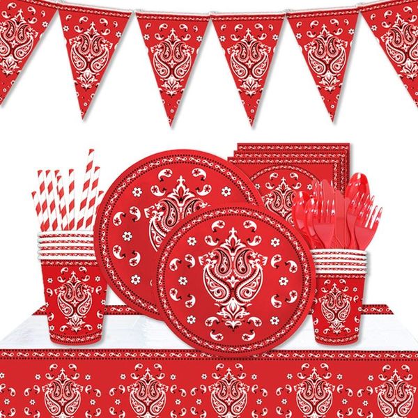 

disposable dinnerware western cowboy theme tableware design kid birthday party paper plate+cup+napkin+ straw+tablecloth supplies