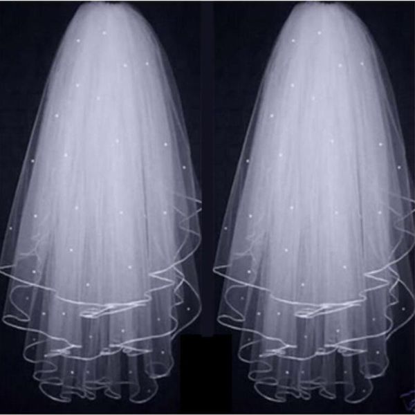 

bridal veils short pearls wedding tulle 3t veil elegant accessories party with comb, Black