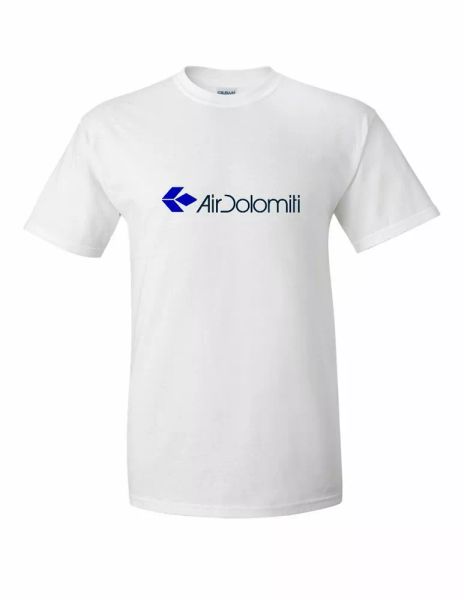 

air dolomiti retro logo italian airline tee black blue white cotton t-shirt, White;black