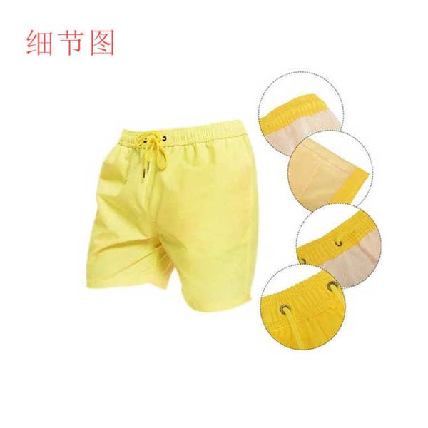 

summer solid gradual change meet water and heat beach pants men's large warm color changing shorts, White;black