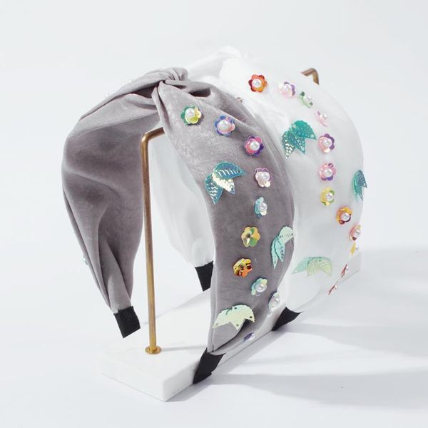 

hair clips & barrettes sparkly sequin glitter hairband women fashion simulated pearl headband girls soft velvet hearwear party accessories, Golden;silver