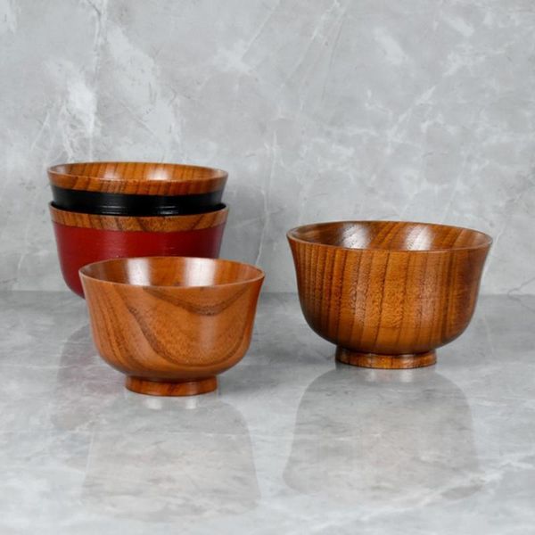

bowls wooden dish bowl soup salad japanese style non-slip decorative wood rice container for kitchen tableware tools