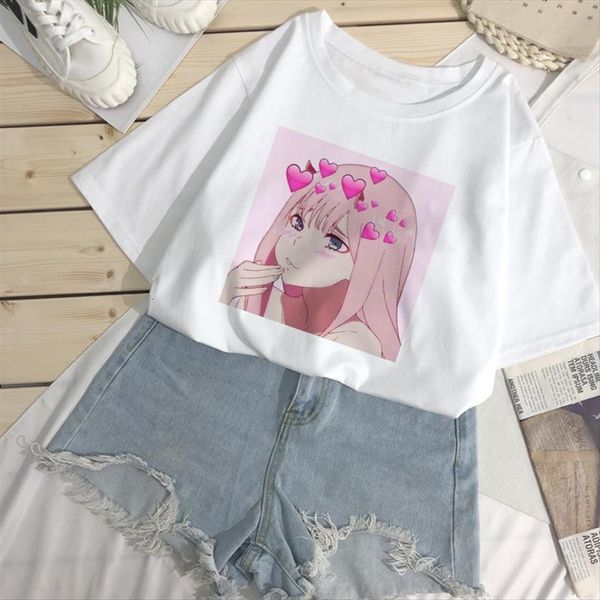 

kawaii summer japanese cute cartoon women t shirt printed harajuku short sleeve womens tee, White