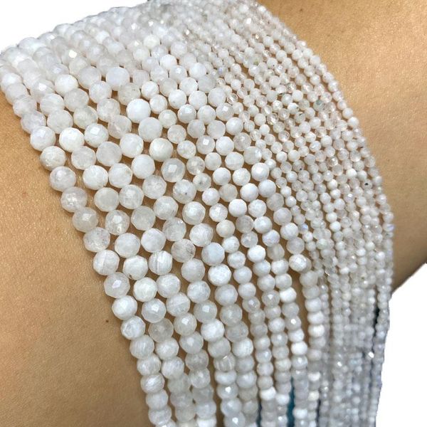 

other fine 100% natural stone white moonstone faceted gemstone round spacer beads for jewelry making diy bracelet necklace 2/3/4mm