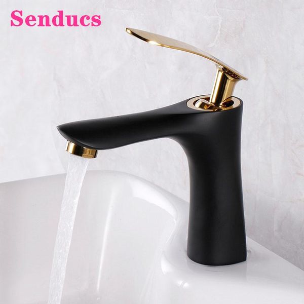 

black gold bathroom faucet senducs cold mixer tap copper basin modern sink faucets