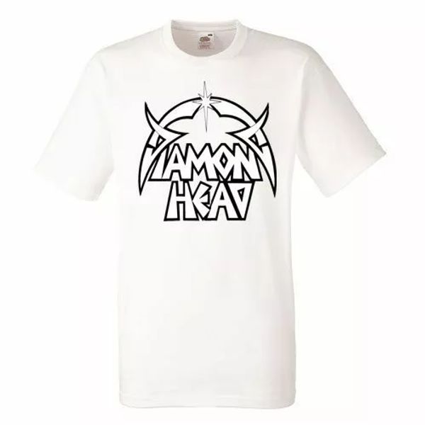 

diamond head logo white mens t-shirt men rock band tee shirt, White;black
