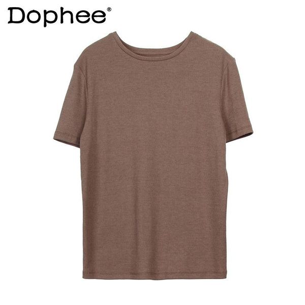 

solid colour short sleeve tshirt for women 2021 summer thin straight tee korean ins super simple casual t-shirt women's, White