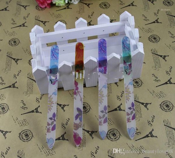 

printing flower glass nail files crystal buffer care 5.5" 14cm 1