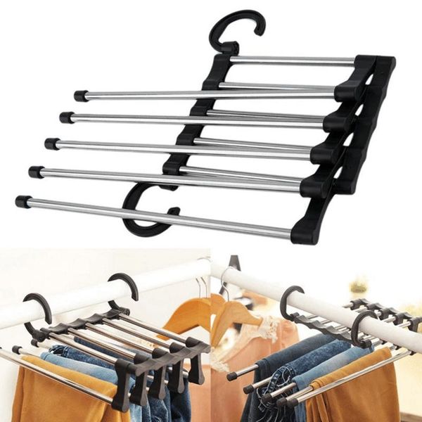 

hangers & racks multifunctional pants rack 5in1 retractable stainless steel hanger for home traveling easy installation closet organizer