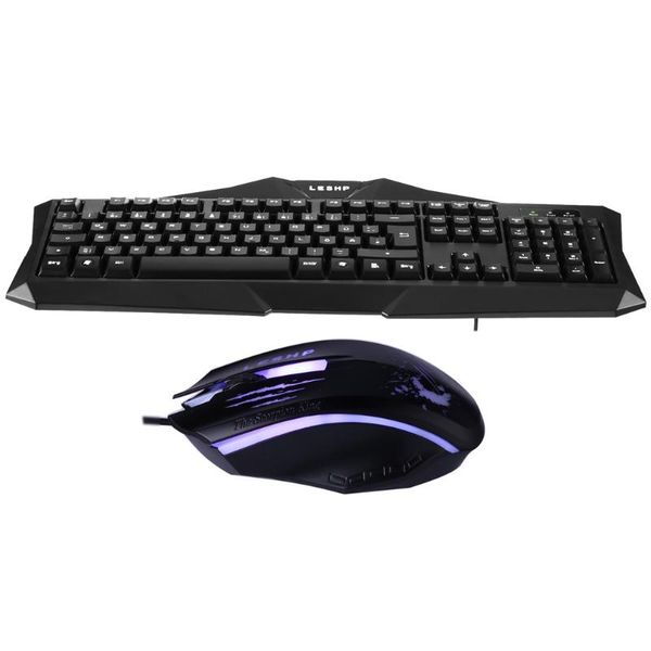 

keyboards black portable lightweight smooth comfortable full-size usb interface wired game gaming mouse keyboard set with
