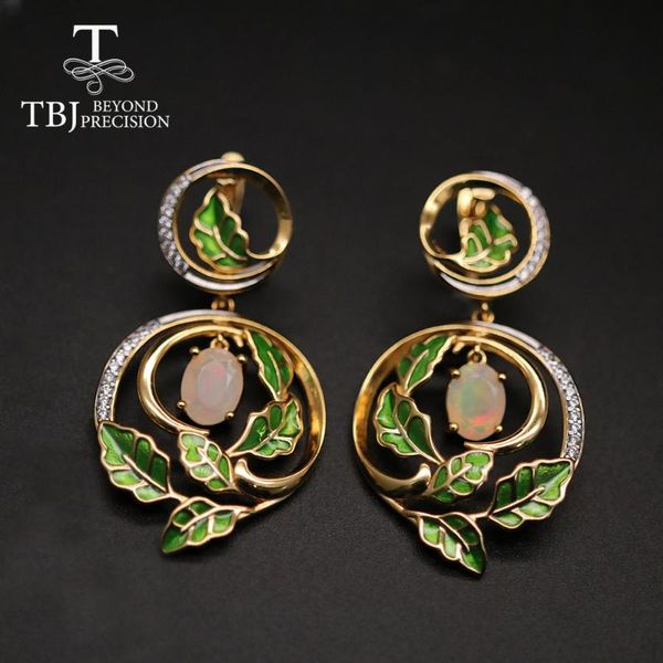 

luxury opal emerald clasp big earring for party unique enamel finishing 925 sterling silver fine jewelry women dangle & chandelier