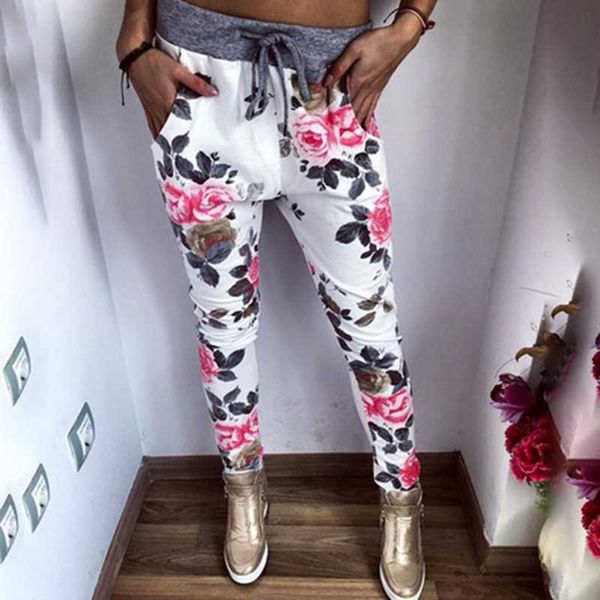 

women's pants & capris style fashion women casual flower printed womens harem pant summer trousers nineth, Black;white