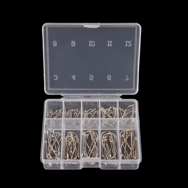 

fishing hooks 1 box 100pcs 3# - 12# 10 sizes steel jig with hole tackle