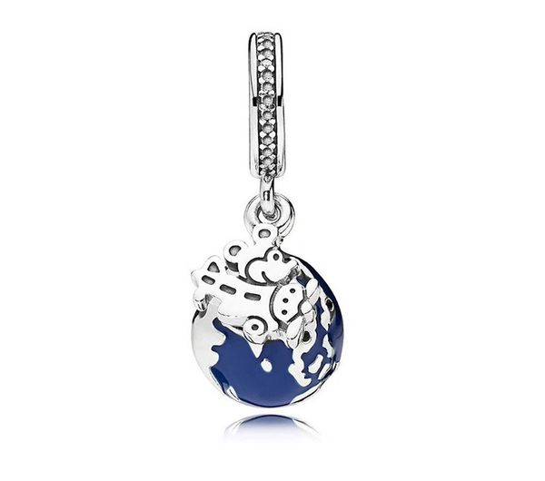 

fits pandora bracelets 20pcs blue enamel sphere dangle silver charms bead charm beads pendant for wholesale diy european sterling necklace j, Black