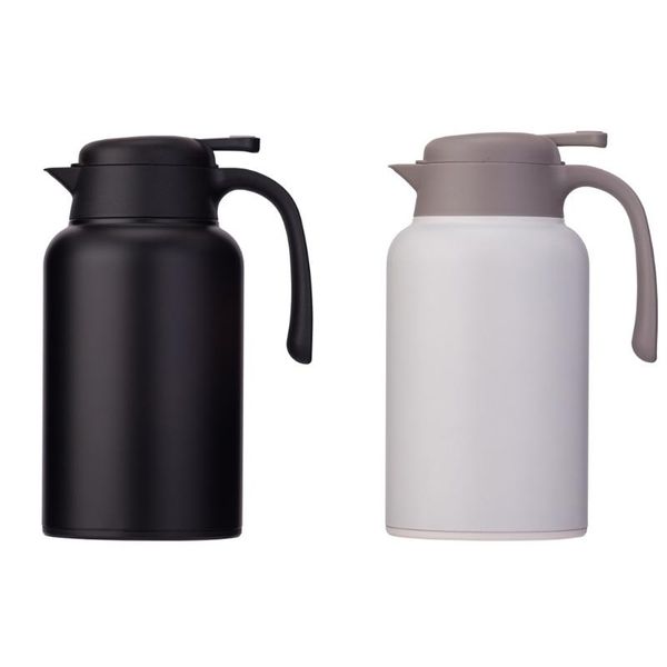 

316 stainless steel liner v-outlet coffee water bottle double thermal insulation pot for and cold drinks (black white) with
