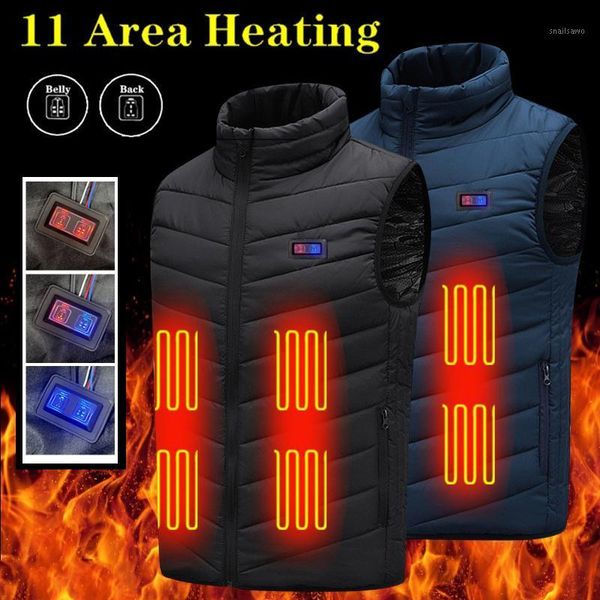 

men's vests men autumn winter smart heating cotton vest usb infrared electric women outdoor flexible thermal warm jacket, Black;white