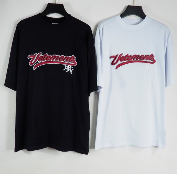 

fashion t shirt chao brand vtm embroidery round neck short sleeve gaojie men's and women's casual loose tee, White;black