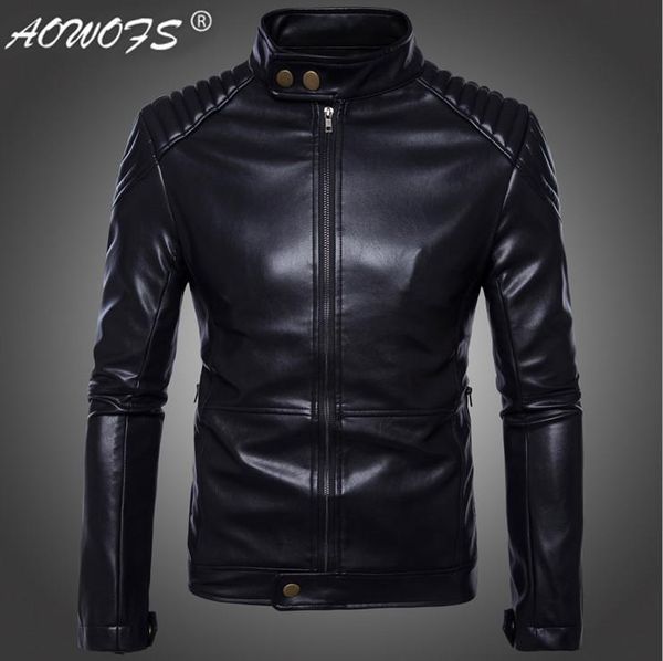 

men's fur & faux vogue tideest motorcycle leather jackets autumn slim export german locomotive jaqueta de couro masculina 4xl, Black