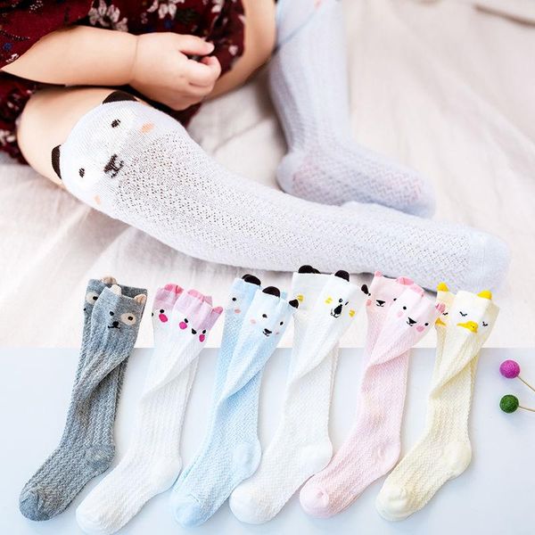 

socks cartoon summer spring breathable mesh born baby girls boys kids for christmas winter non-slip cotton knee high, Pink;yellow