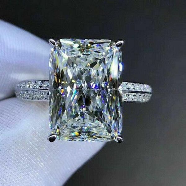 

cluster rings luxury classic crystal cubic zirconia women square princess cut zircon wedding anniversary present ring jewelry, Golden;silver