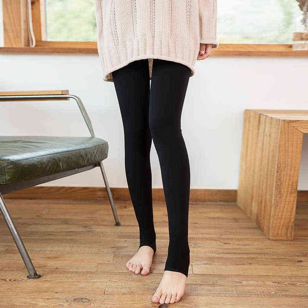 

socks hosiery high density flh color nylon leggings autumn winter plush thickened 300g tone integrated women's pants, Black;white