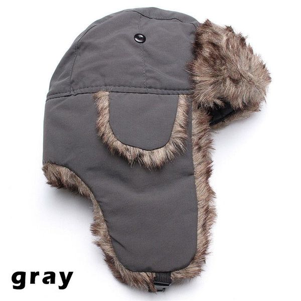 

berets winter trapper thick trooper earflap warm russian ski hat fur ushanka snow windproof men woman hats fs99, Blue;gray