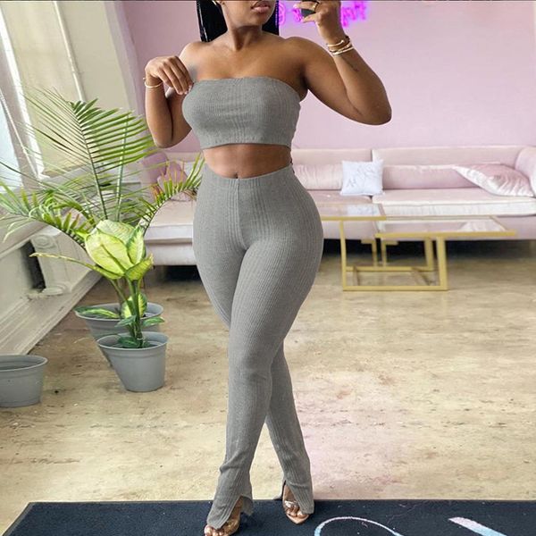 

women's tracksuits european and american summer wear bra tight sports casual trousers two suits 6eq2, Gray
