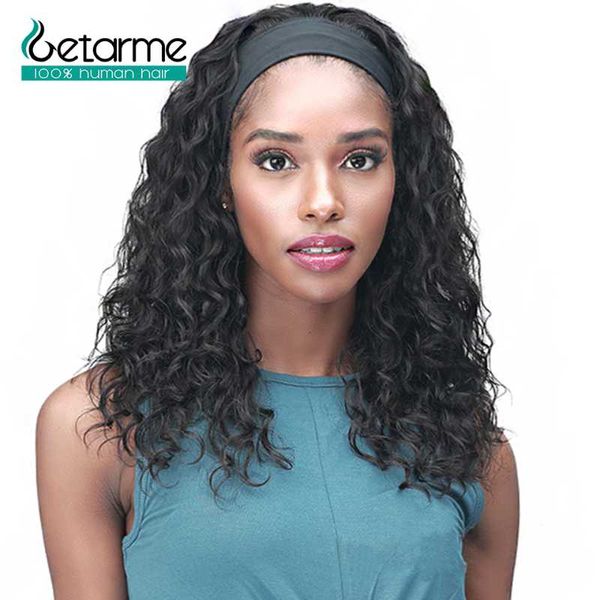 

hair bulks gaterme 100% human grip headband scarf water wave no plucking for women glue sew in, Black
