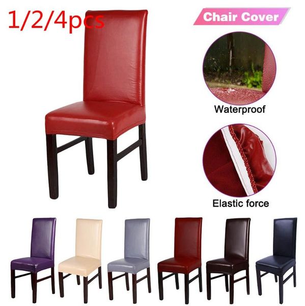 

chair covers 1/2/4pcs dining covers, solid pu leather waterproof and oilproof stretch cover slipcover for home decorative