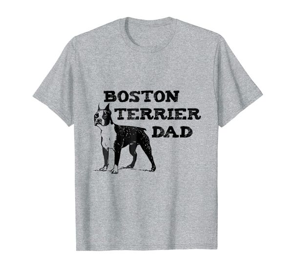 

boston terrier dad t-shirt, White;black