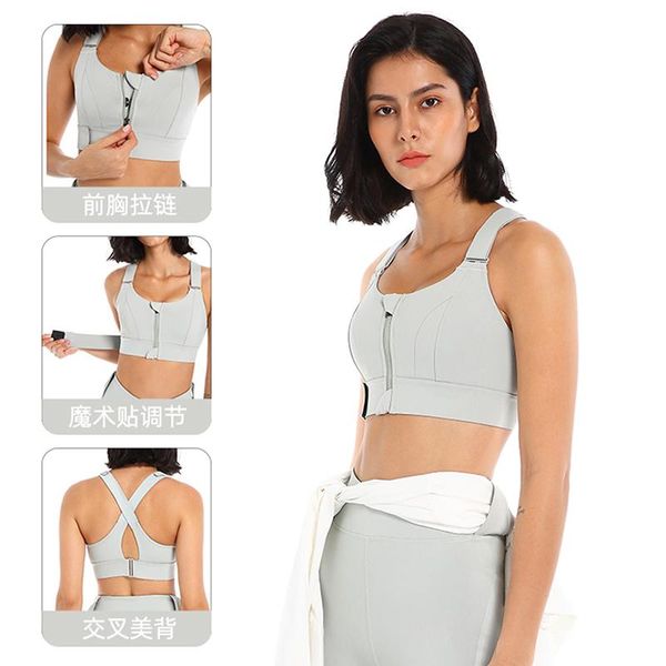 

yoga outfit women sport bra tight crop vest front zipper plus size adjustable strap